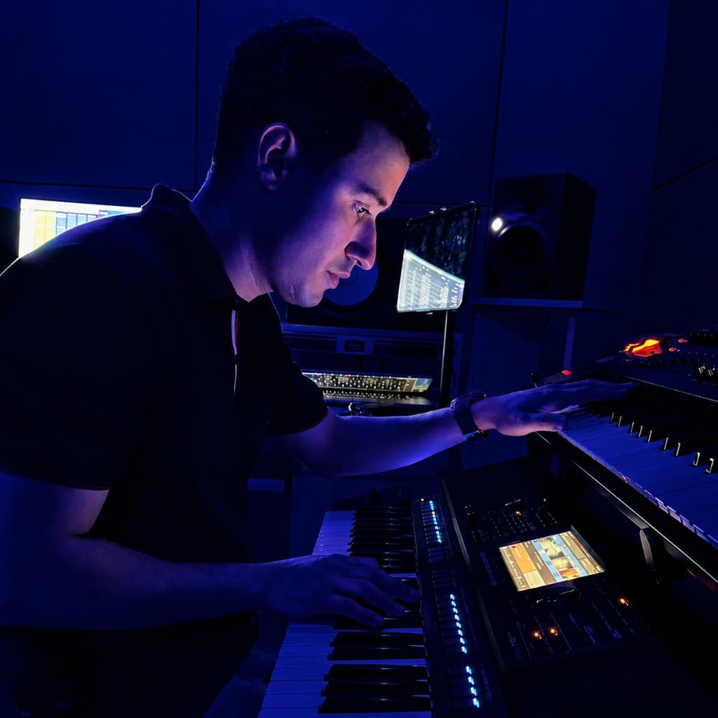 Bruno Toquinho produzindo no teclado